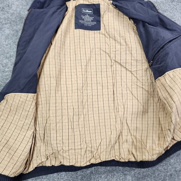 LL Bean Jacket Blue Gray Full Zip Harrington‎ Bomber Golf Grandpa OHYM7 Large - Picture 11 of 13